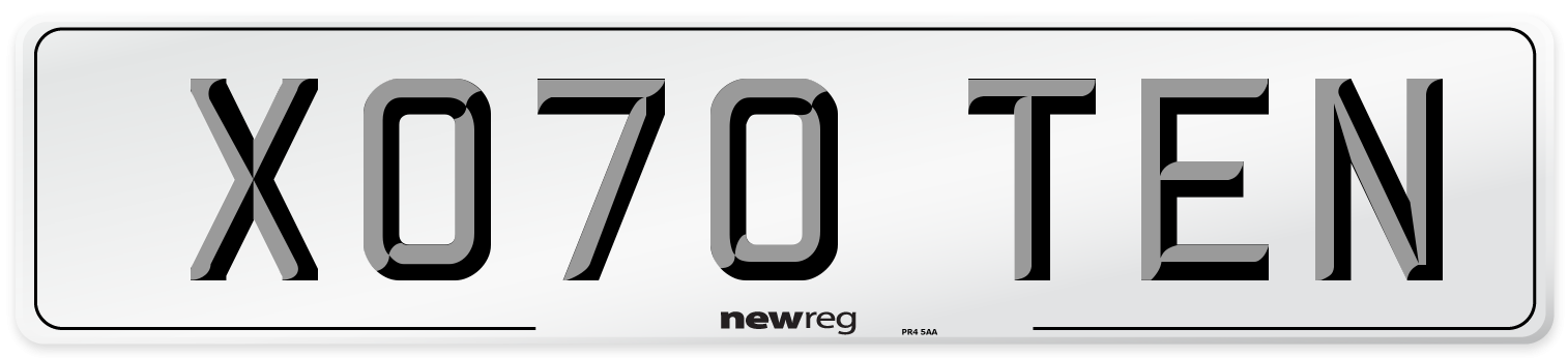 XO70 TEN Number Plate from New Reg